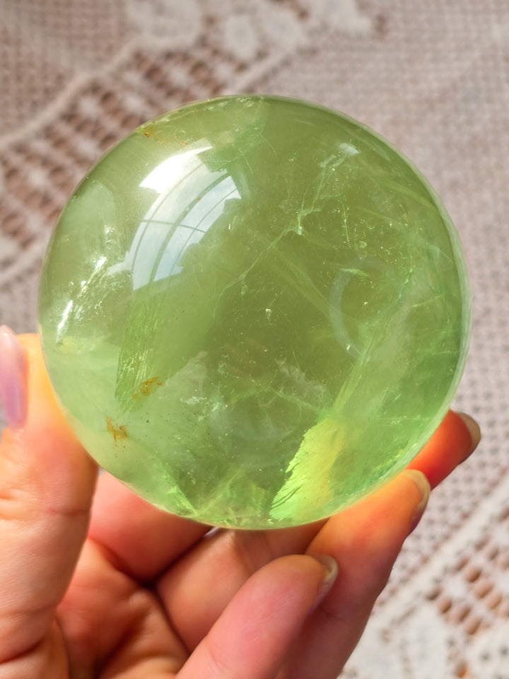 Green Apple 🍏 Fluorite Sphere b