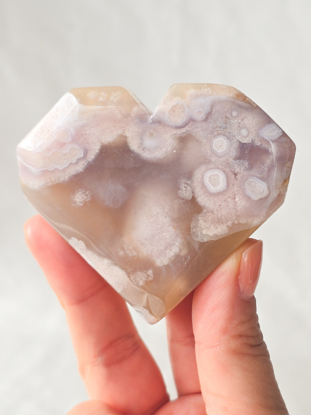 You Pick, Faceted Flower Agate Heart