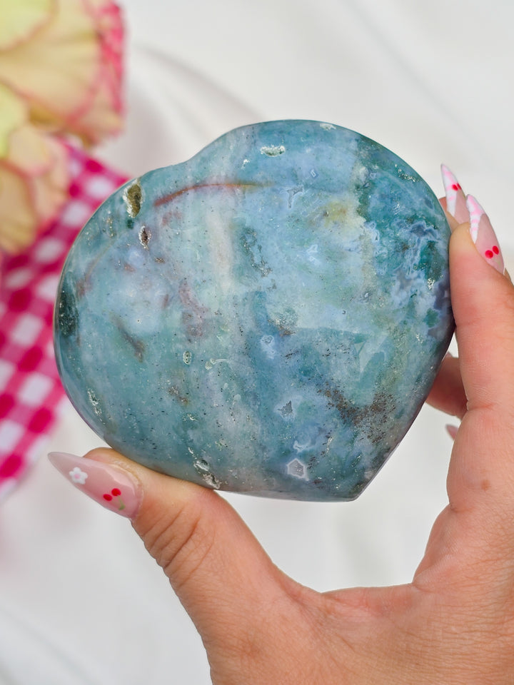 Sea Jasper Puffy Heart M