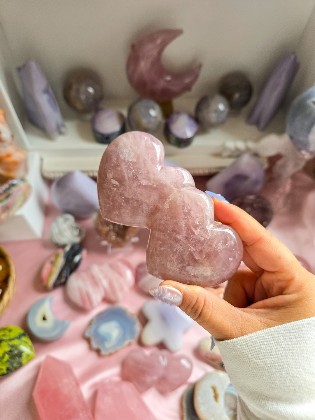 Double Purple Rose Quartz Heart B