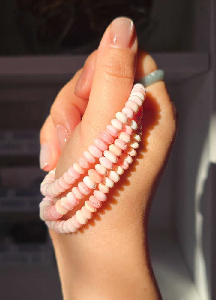 Pink Conch Rondelle 6mm Bracelet