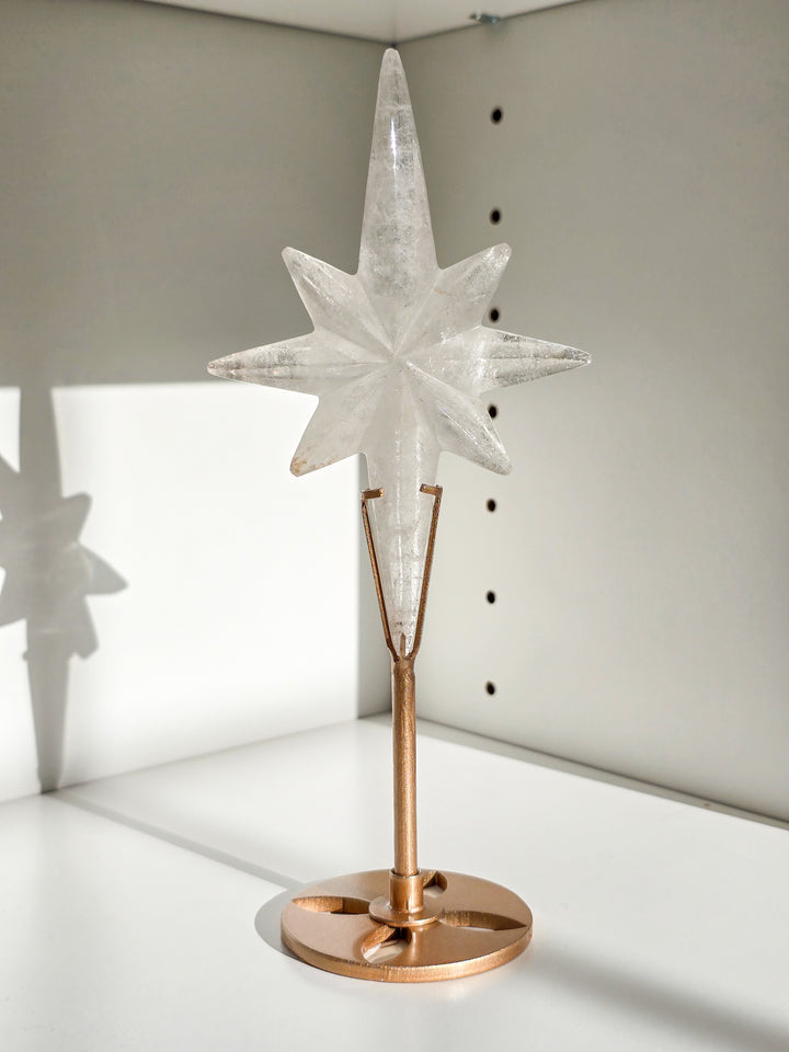 Clear Quartz North Star on Stand