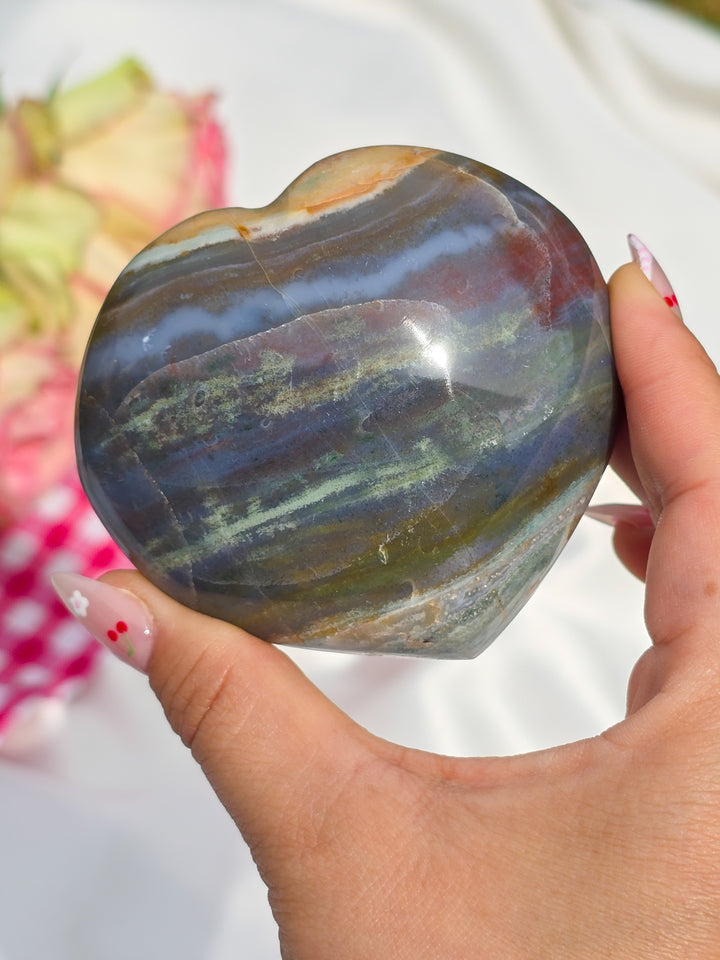 Sea Jasper Puffy Heart D