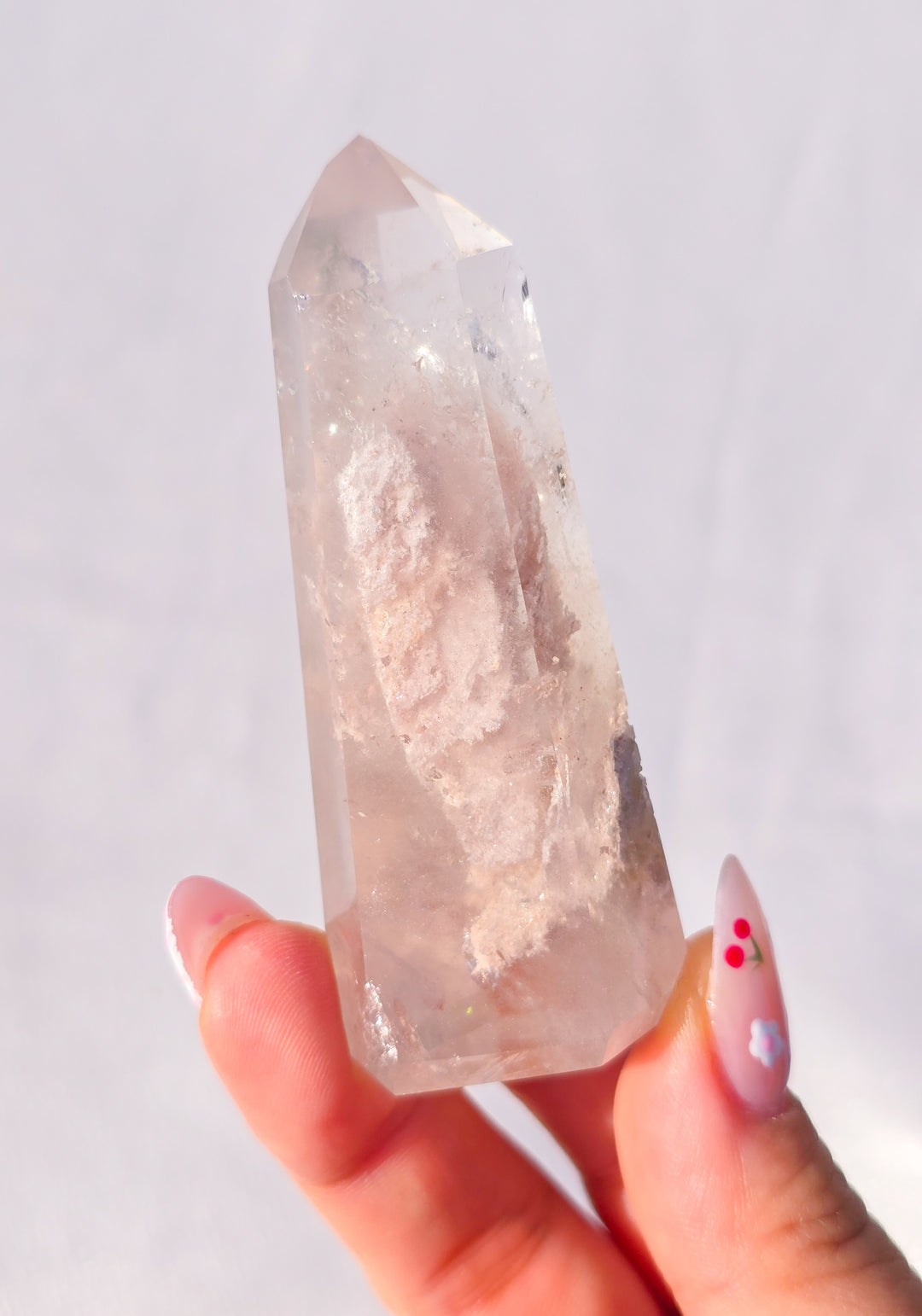 Pink Lithium Quartz with Garden Tower F