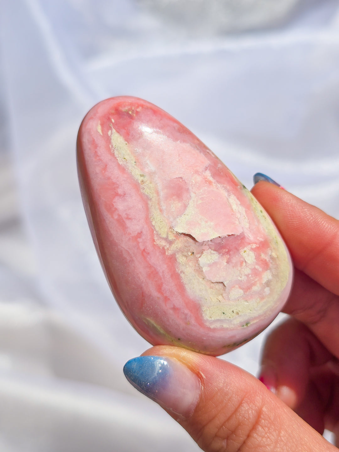 Strawberry 🍓 and Lime Opal Sorbet Palm Stone.