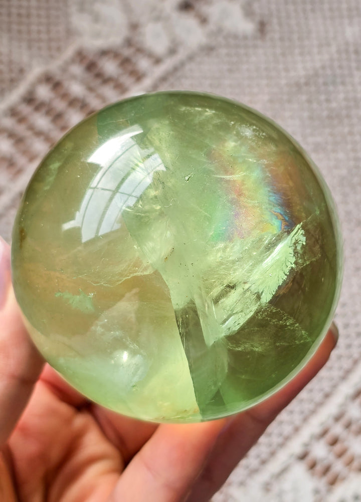 Green Apple 🍏 Fluorite Sphere a