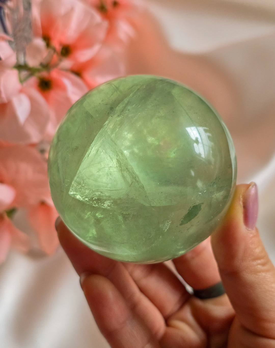 Green Apple 🍏 Fluorite Sphere c
