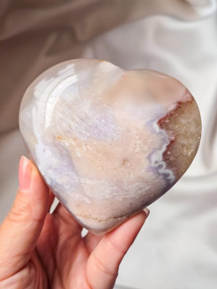 Petal Pink Flower Agate Puffy Heart A