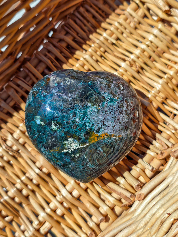Large Sea Jasper Puffy Heart