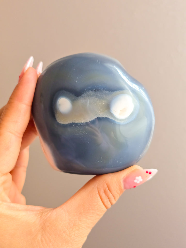 Orca Agate Puffy Heart H