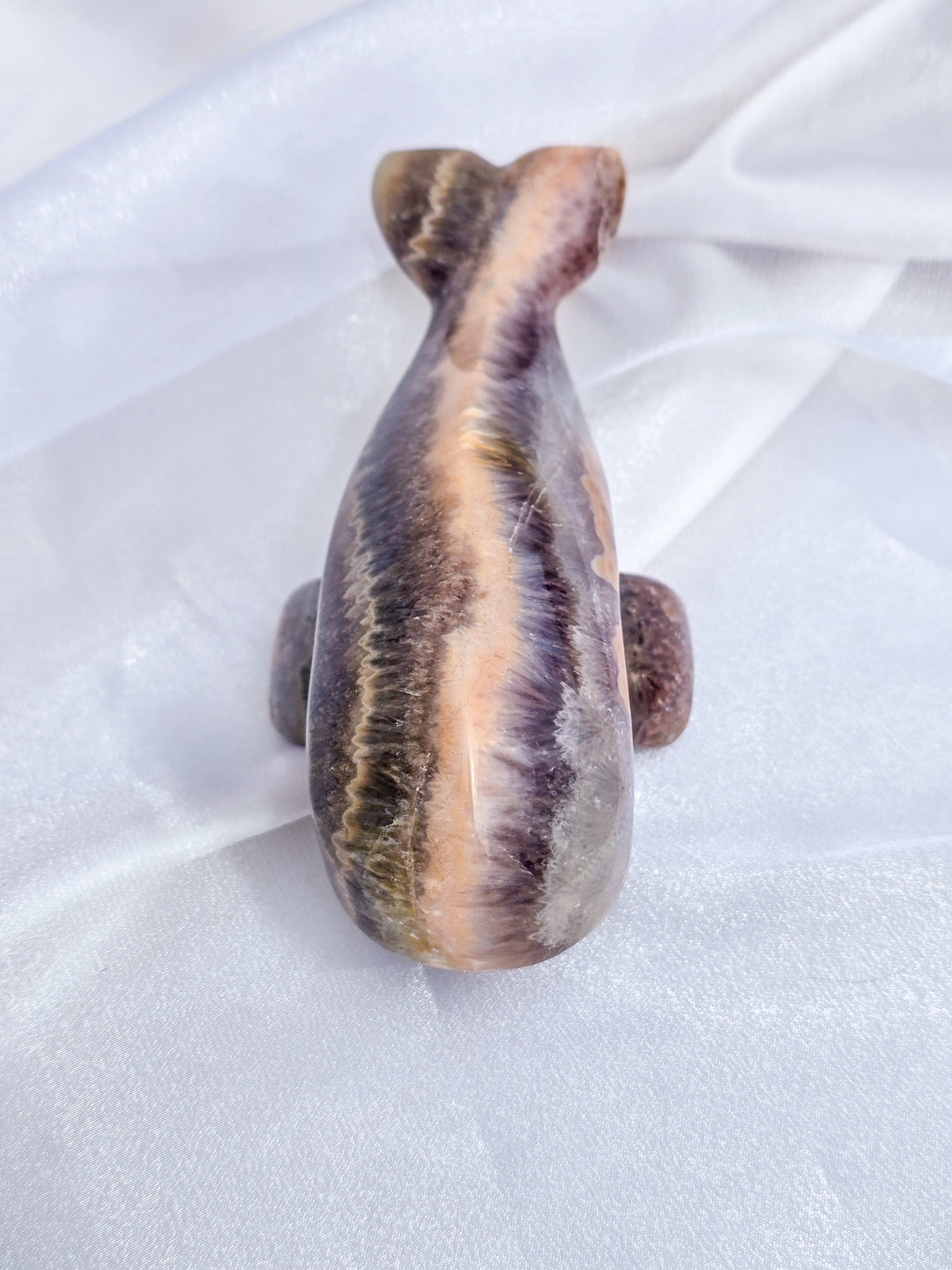 Quartz, Amethyst, &amp; Chalcedony Whale Carving