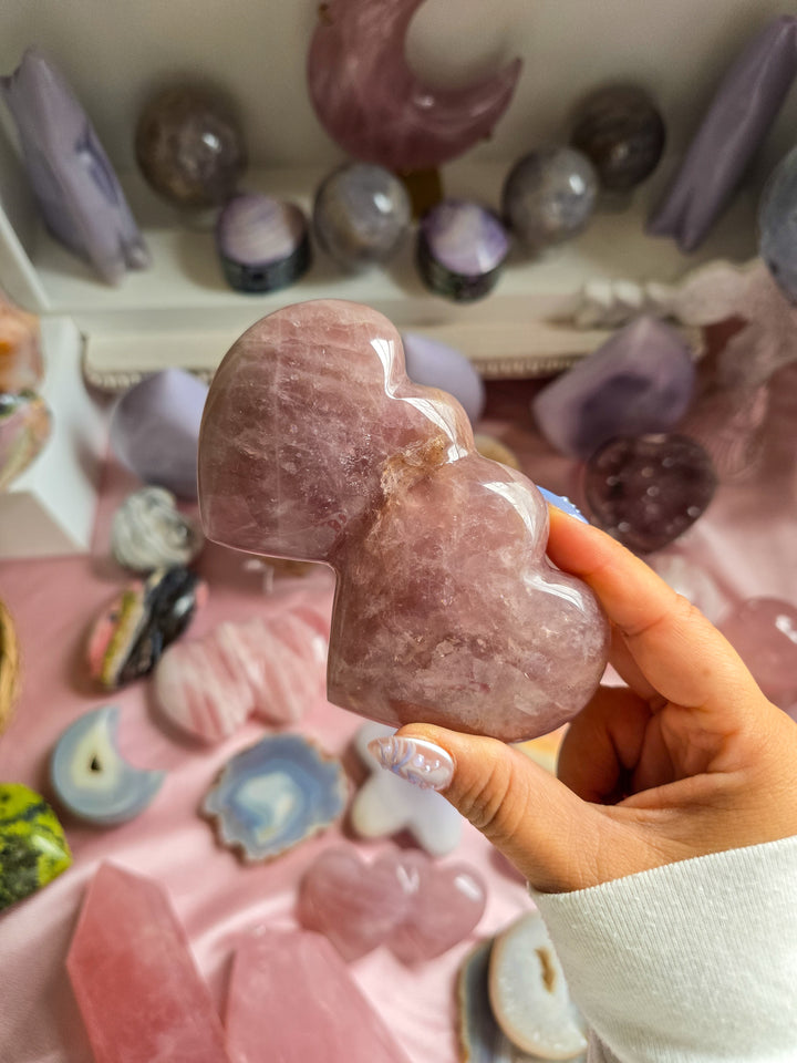 Double Purple Rose Quartz Heart A
