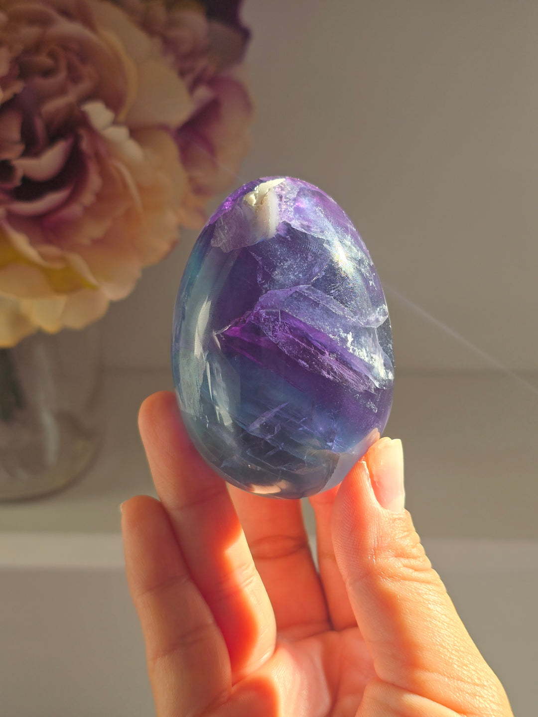 Moody Rainbow Fluorite Egg A