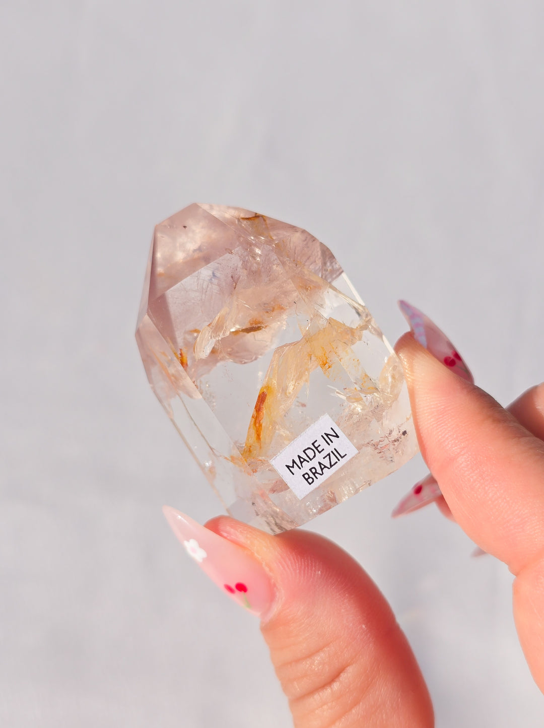 Pink Lithium Quartz Tower w/ Golden Healer J