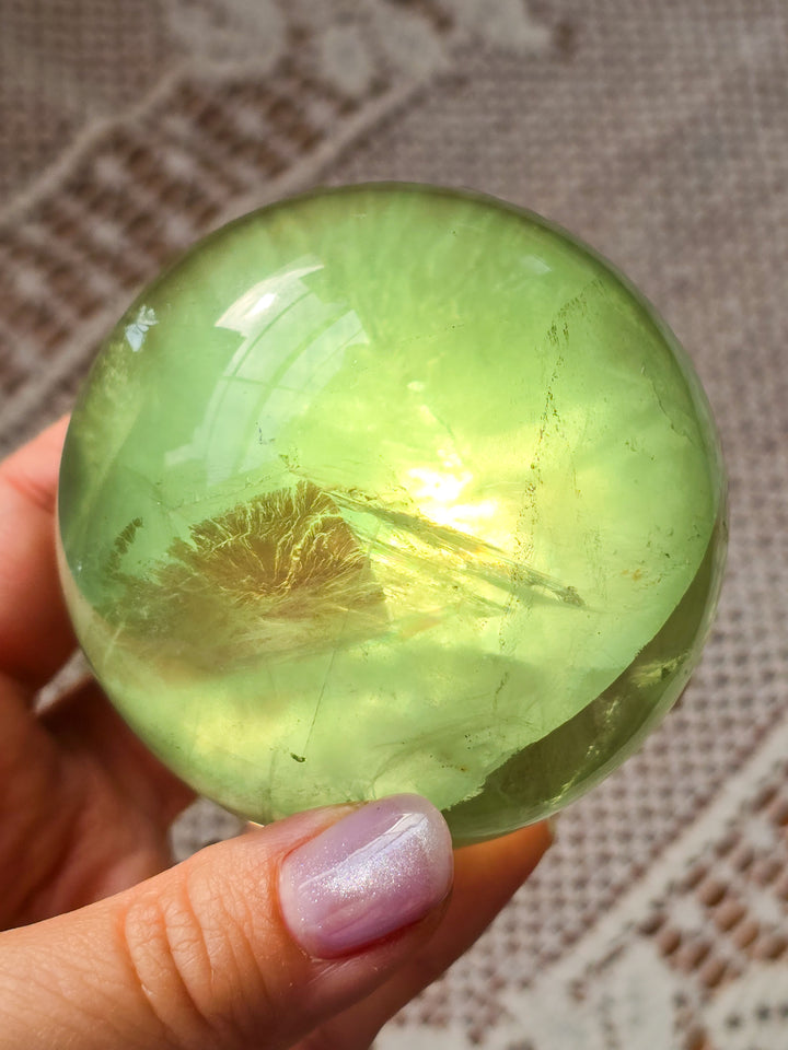 Green Apple 🍏 Fluorite Sphere b