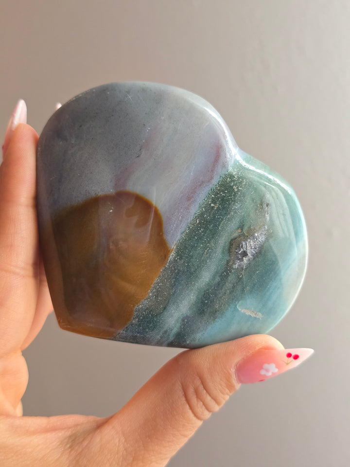 Sea Jasper Puffy Heart O