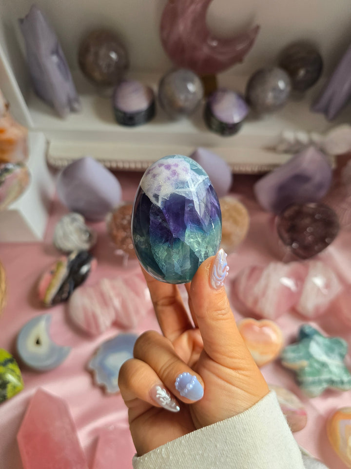 Moody Rainbow Fluorite Egg B