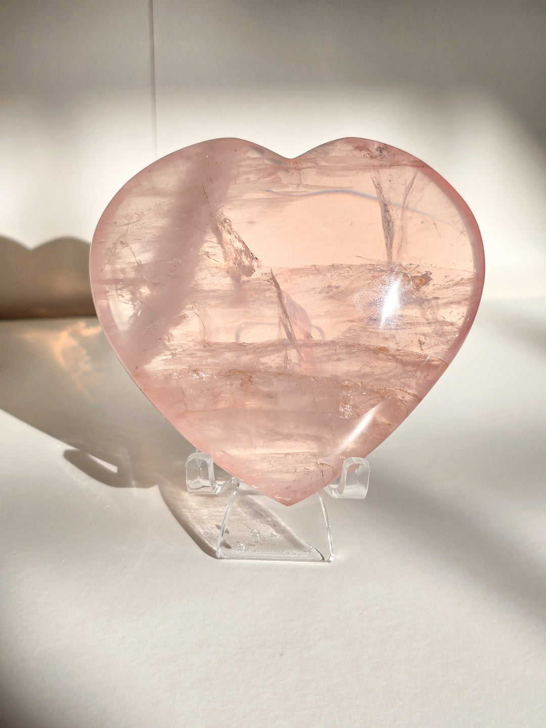 Super Clear Puffy Rose Quartz Heart