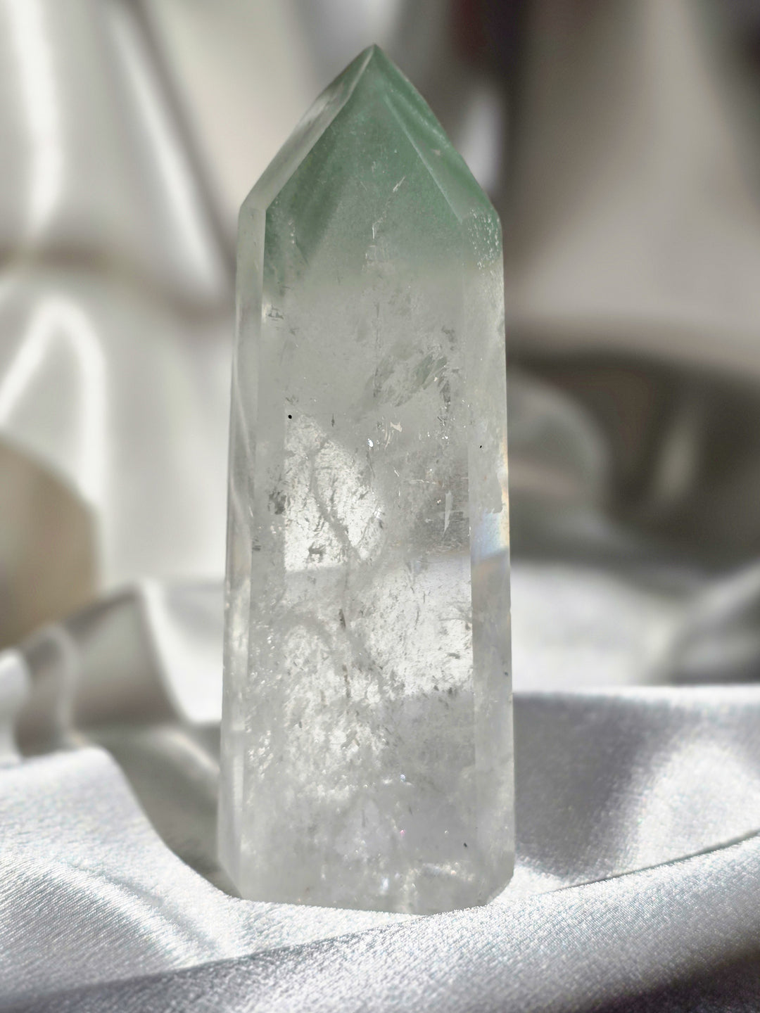 Sage Green Chloride Inclusion Quartz Tower