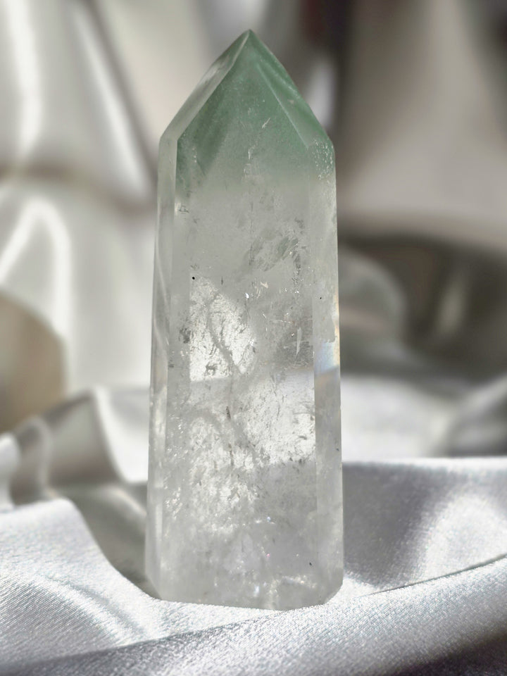 Sage Green Chloride Inclusion Quartz Tower