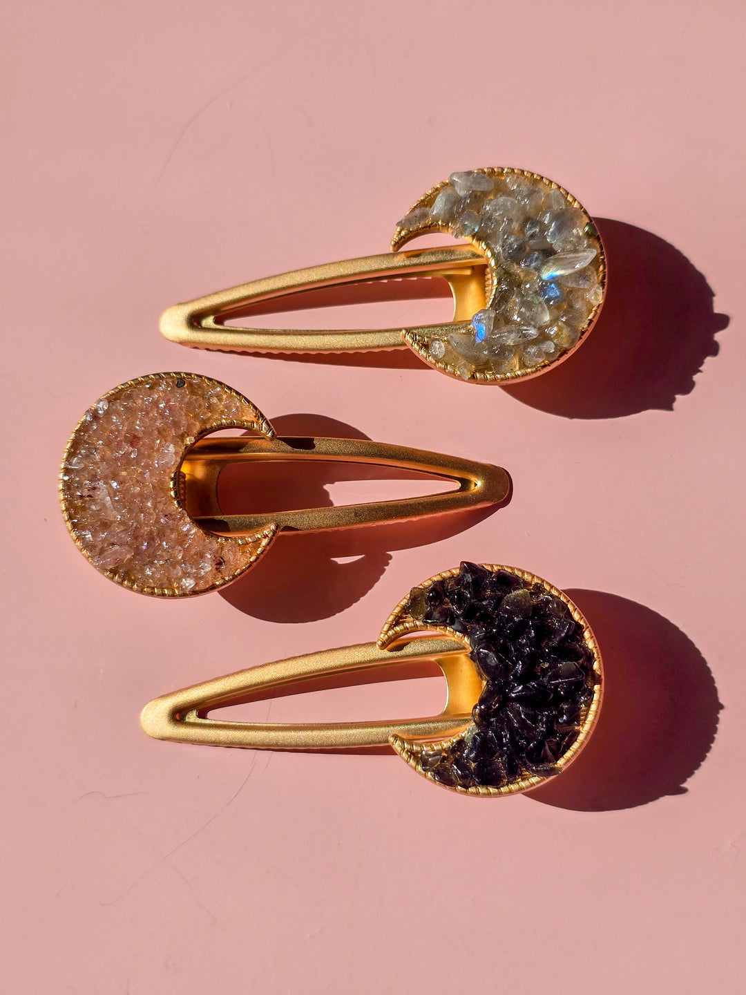 Crystal Moon Hair Clips