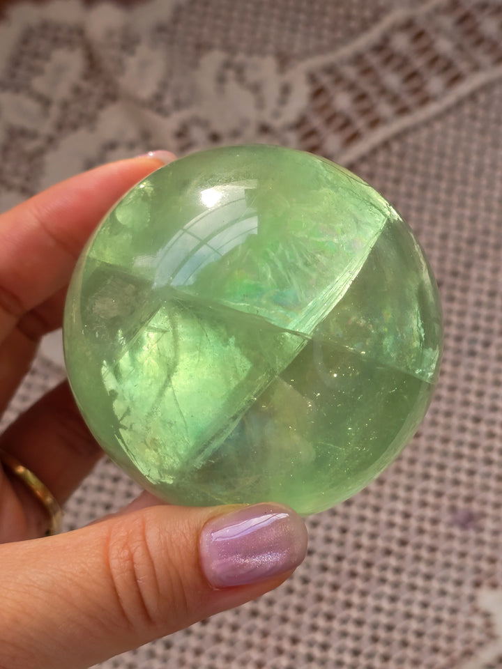 Green Apple 🍏 Fluorite Sphere c