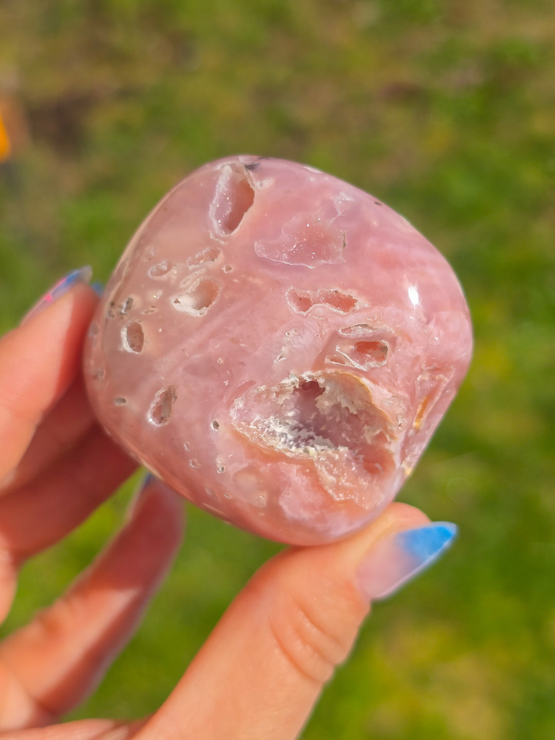 Sugar Druzy Pink Opal Palm Stones From Peru