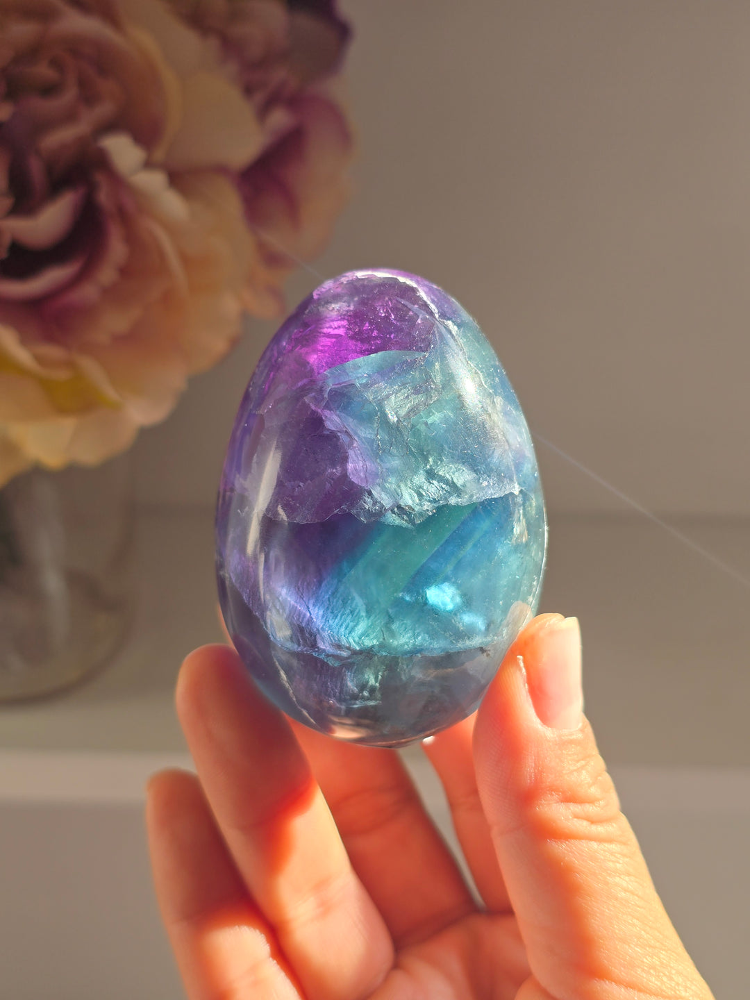 Moody Rainbow Fluorite Egg A