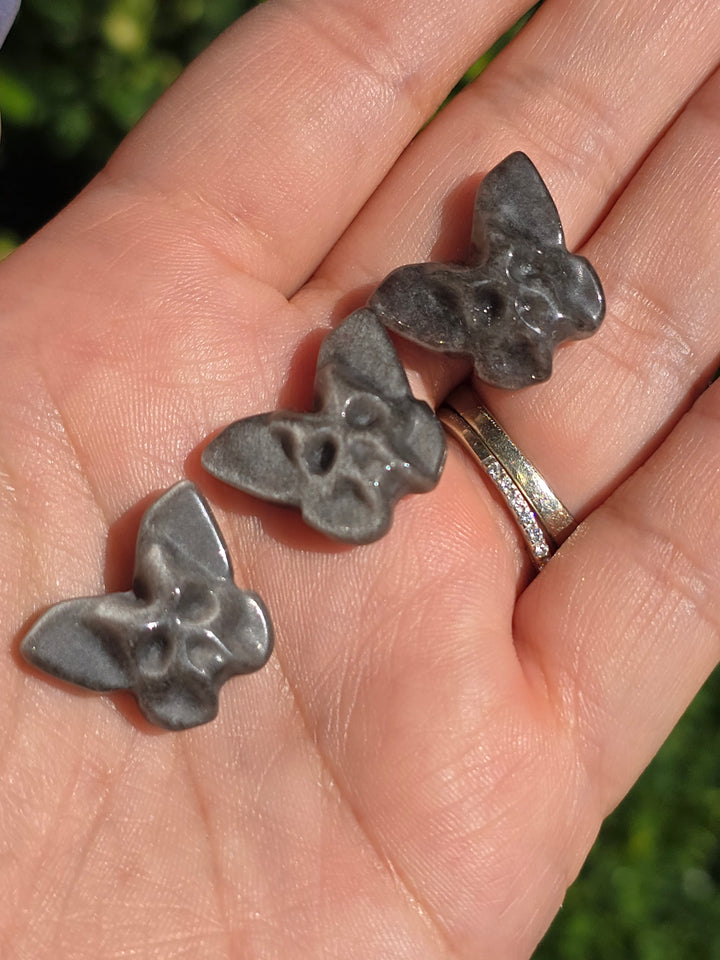 Mini Silver Sheen Obsidian Death Moth