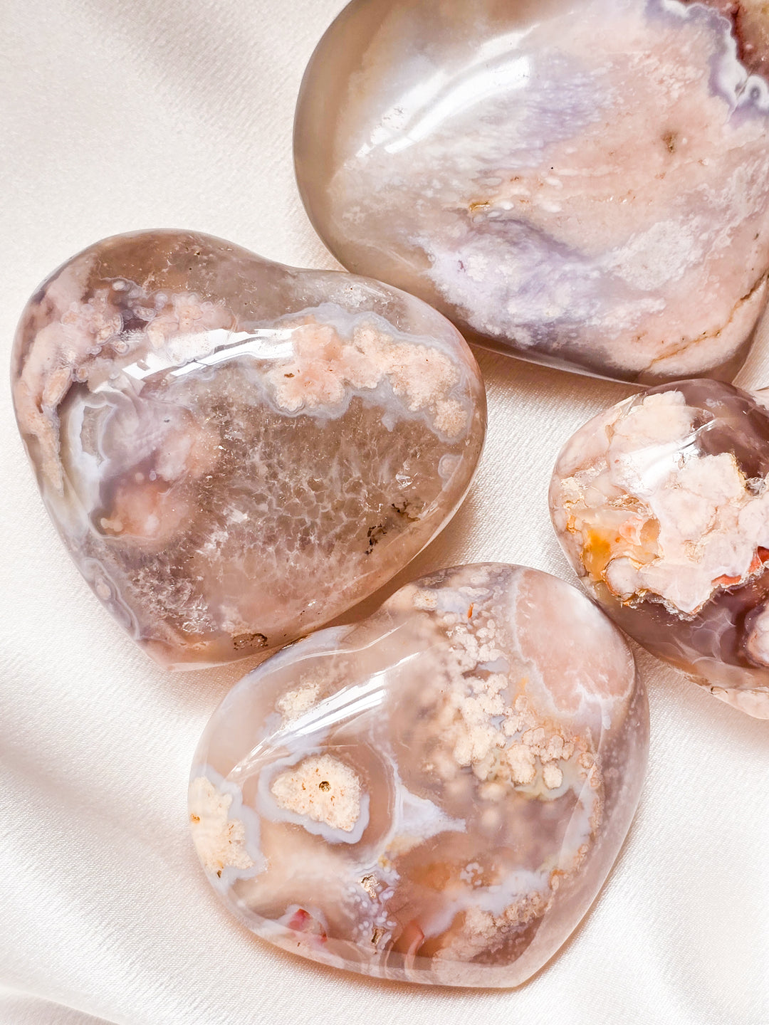 Petal Pink Flower Agate Puffy Heart A