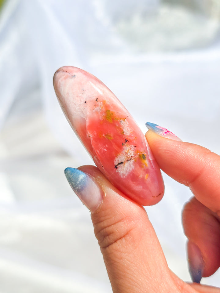 Strawberry 🍓 and Lime Opal Sorbet Palm Stone.