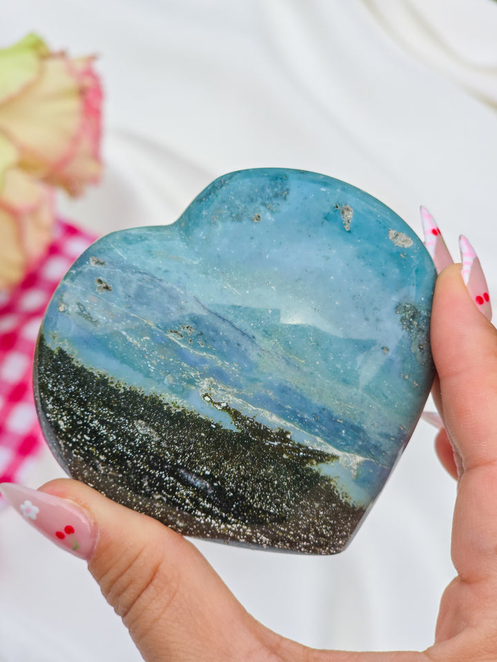 Sea Jasper Puffy Heart L