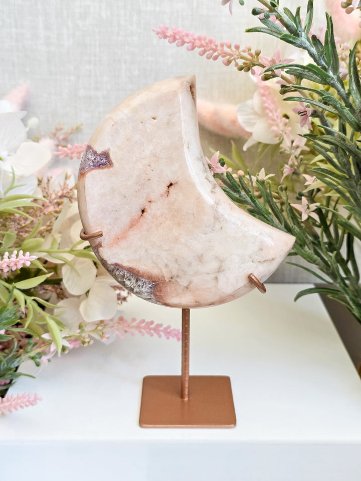 Pink Amethyst Moon On Stands