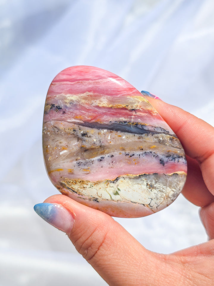 Strawberry 🍓 and Lime Opal Sorbet Palm Stone.