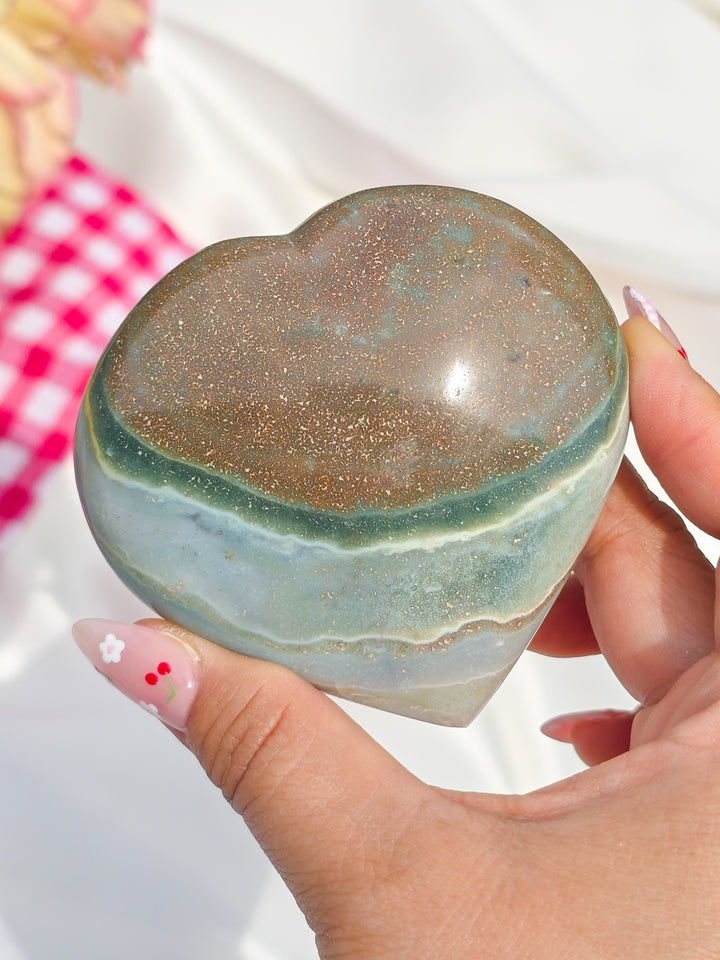 Sea Jasper Puffy Heart J