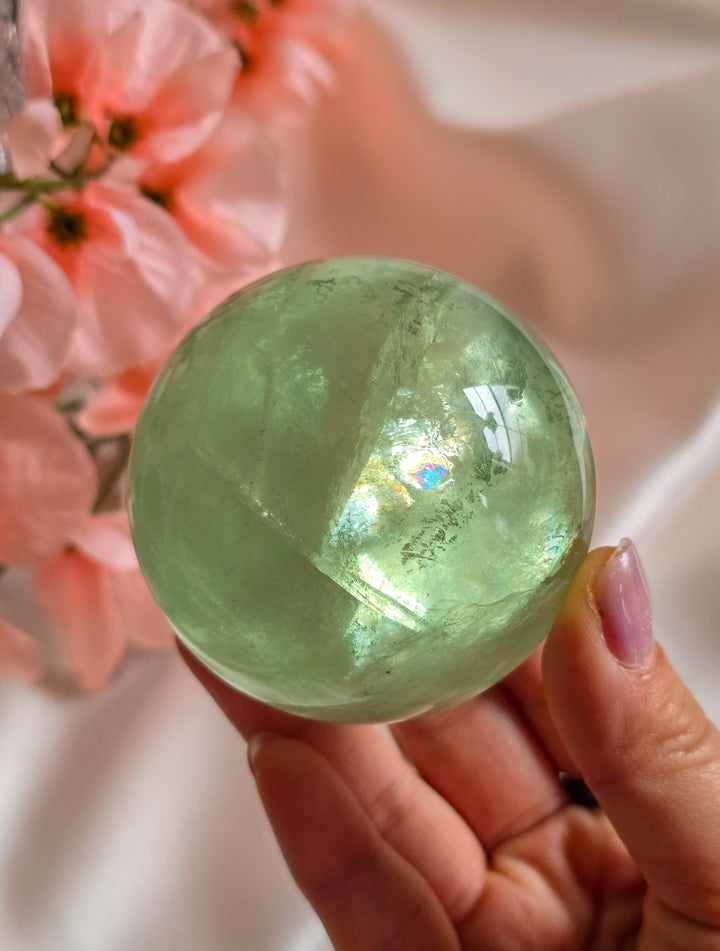 Green Apple 🍏 Fluorite Sphere c