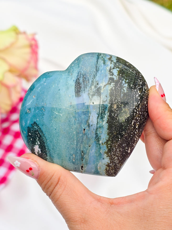 Sea Jasper Puffy Heart L