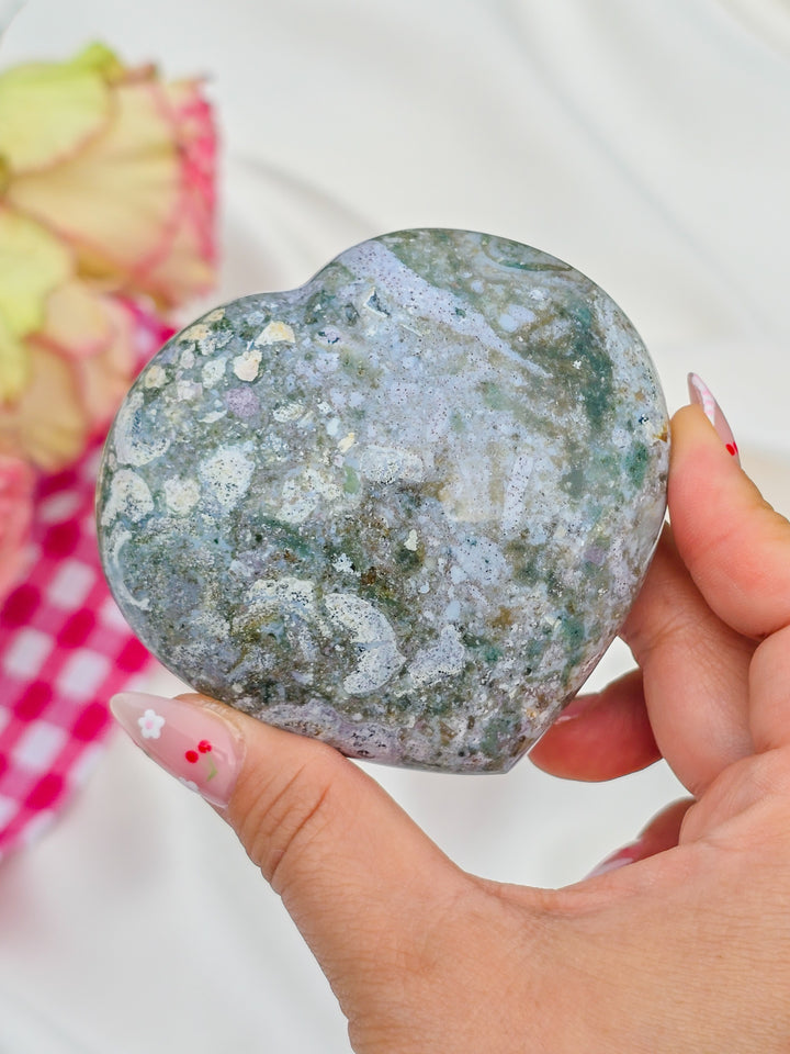 Sea Jasper Puffy Heart O