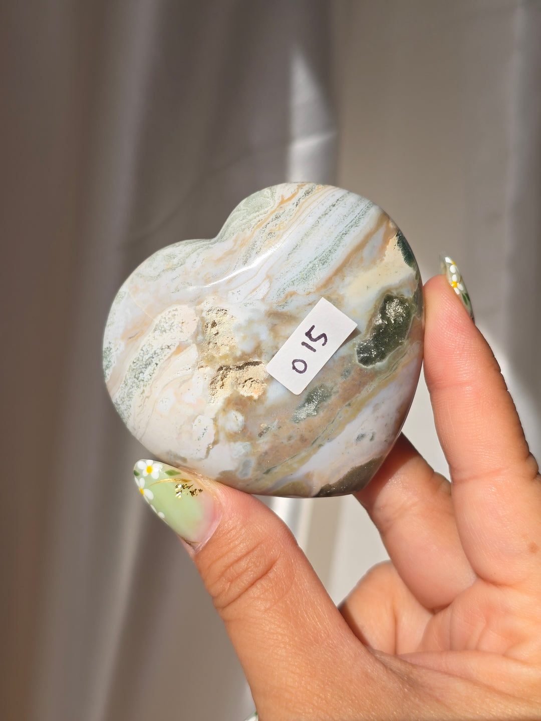 Sea Jasper Puffy Heart o15