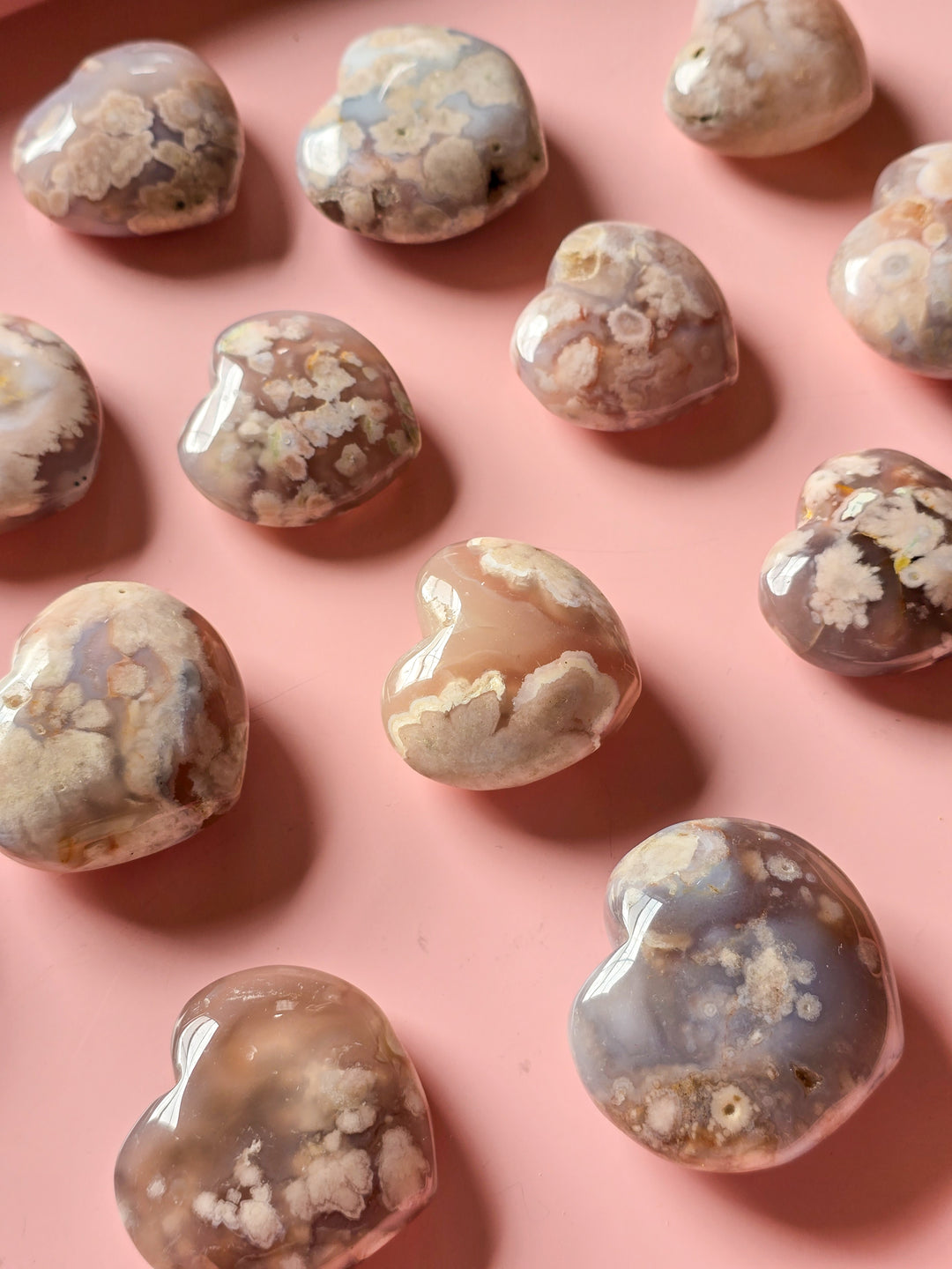 Pocket Flower Agate Pufy Heart