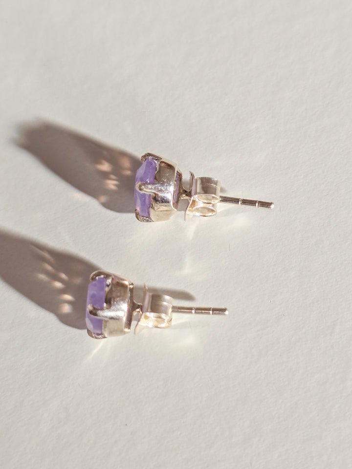 Lavender Moon Quartz Stud Earrings