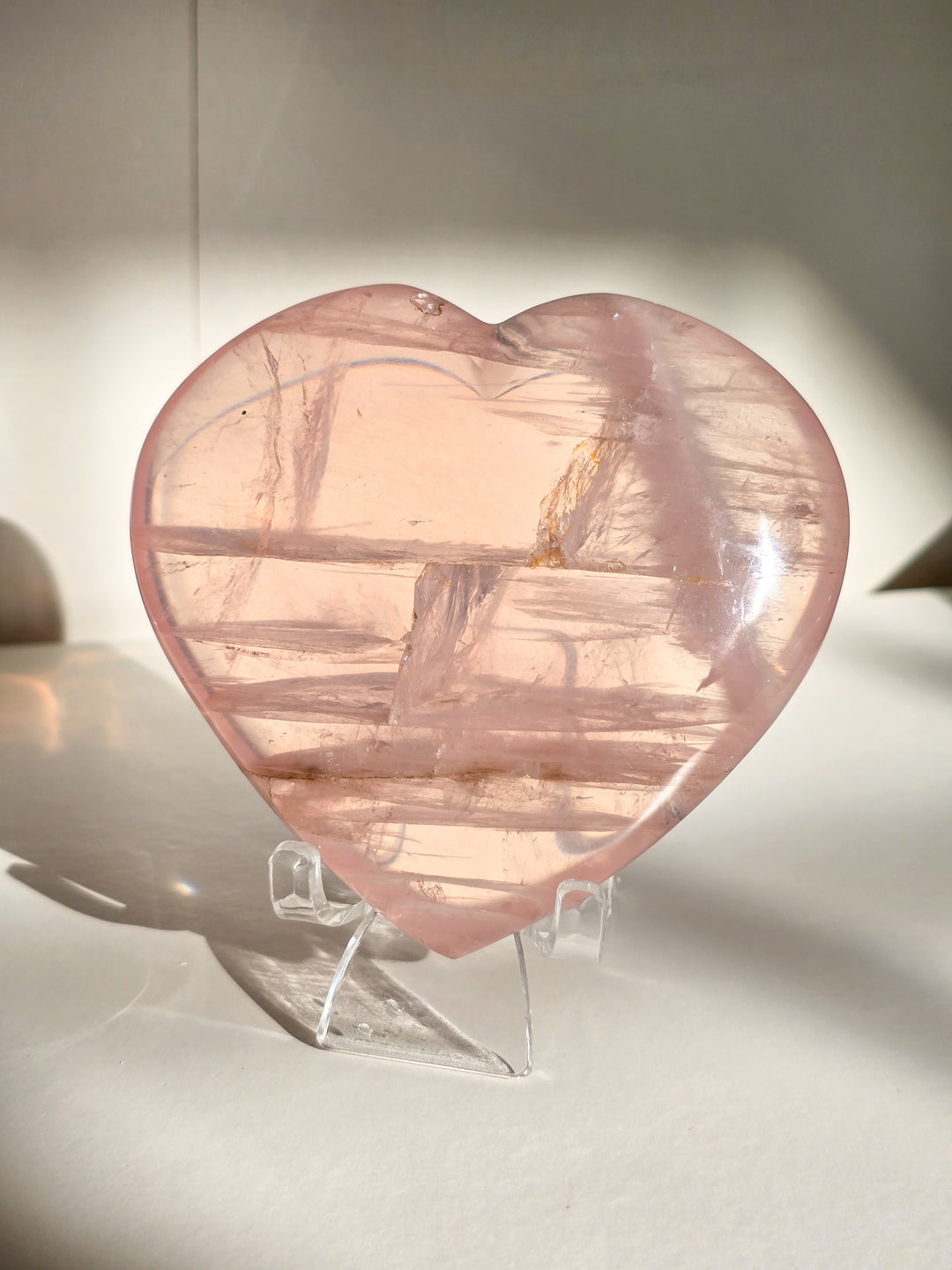 Super Clear Puffy Rose Quartz Heart