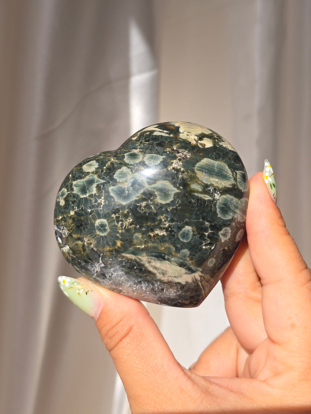 Sea Jasper Puffy Heart l12