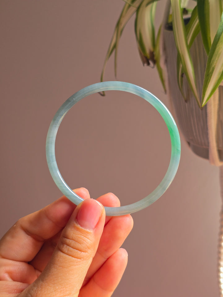 Guatemalan Blue Water Jade Extra Thin Bangle B