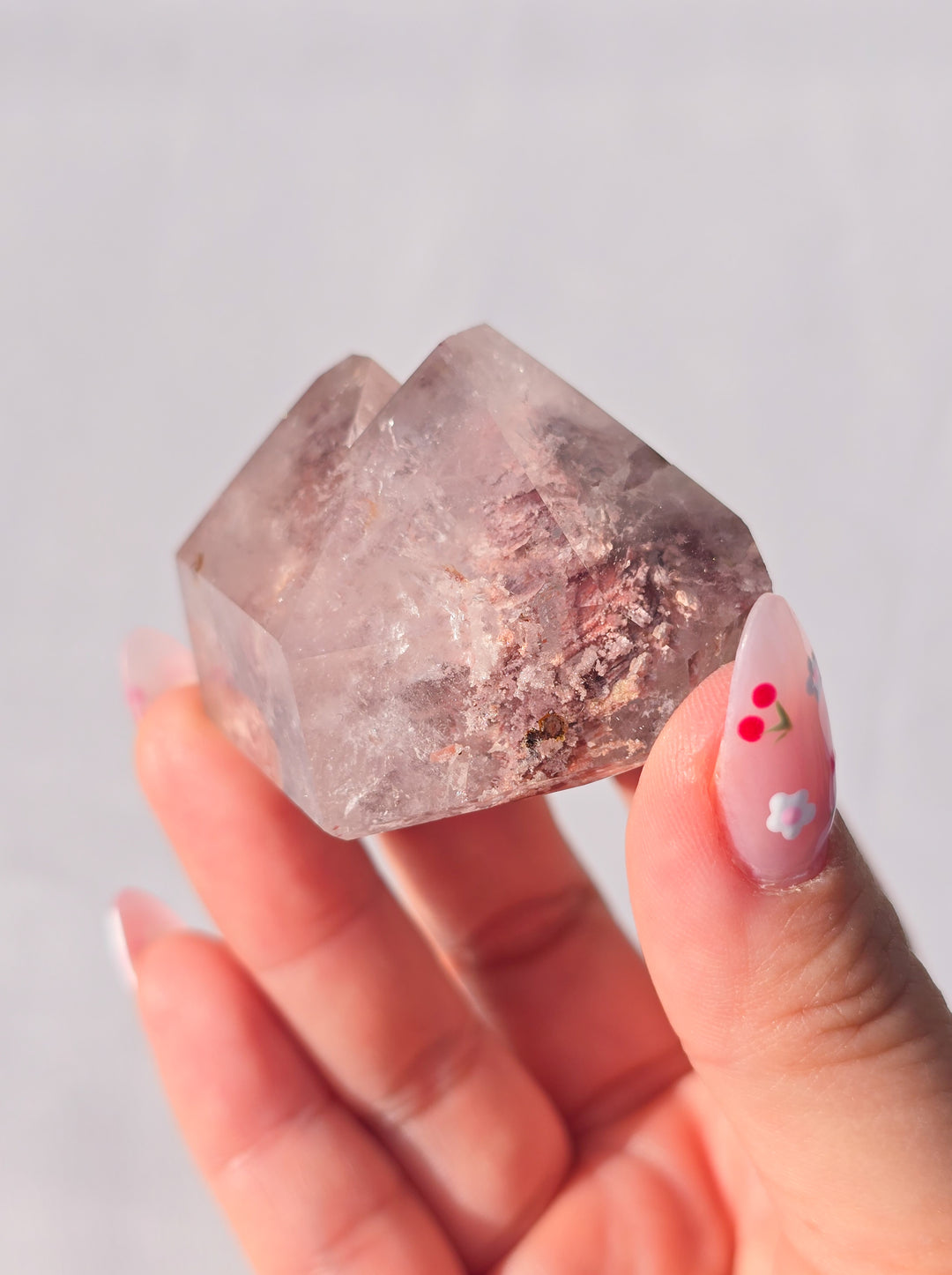 Pink Lithium with Garden Quartz Tower G