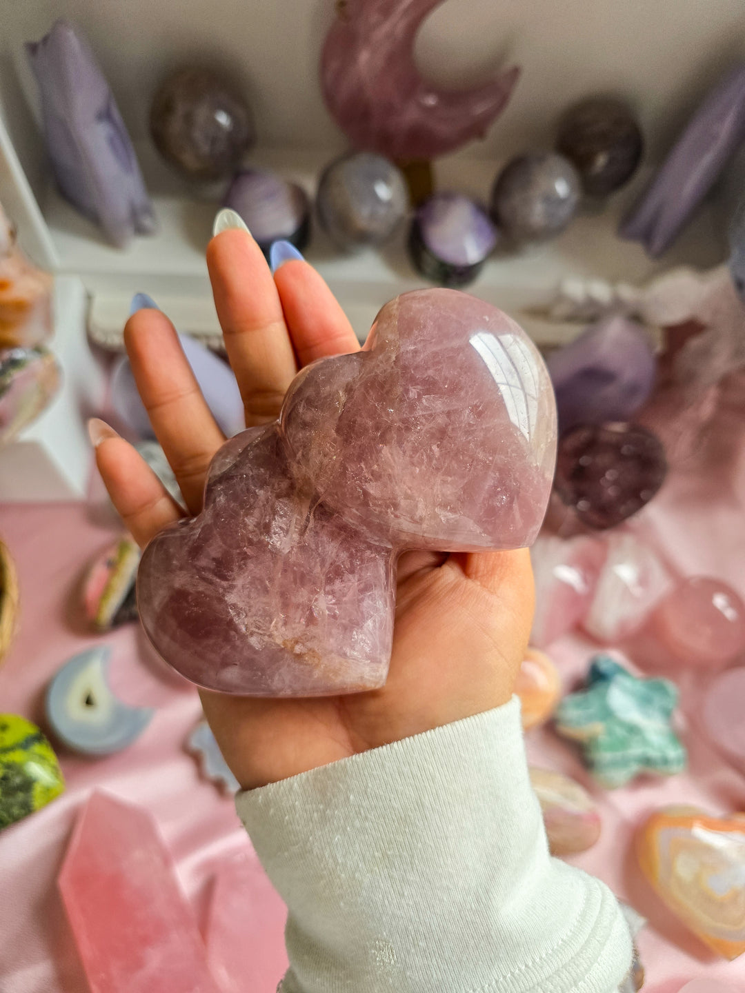 Double Purple Rose Quartz Heart A