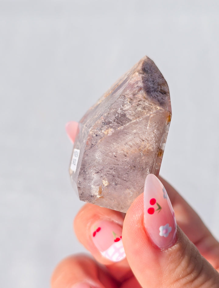 Pink Lithium with Garden Quartz Tower H