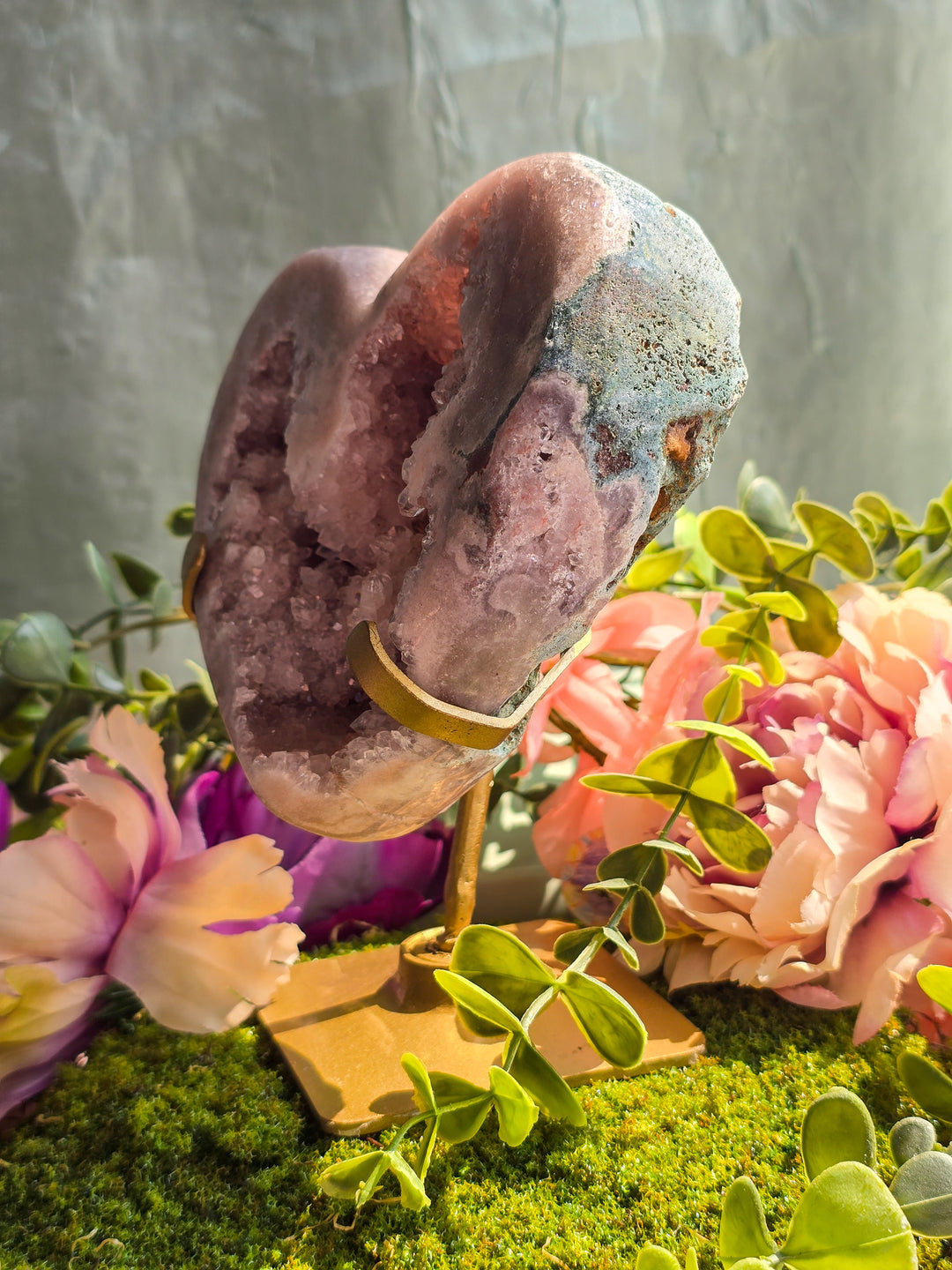 Statement Druzy Pink Amethyst on Spinning Stand