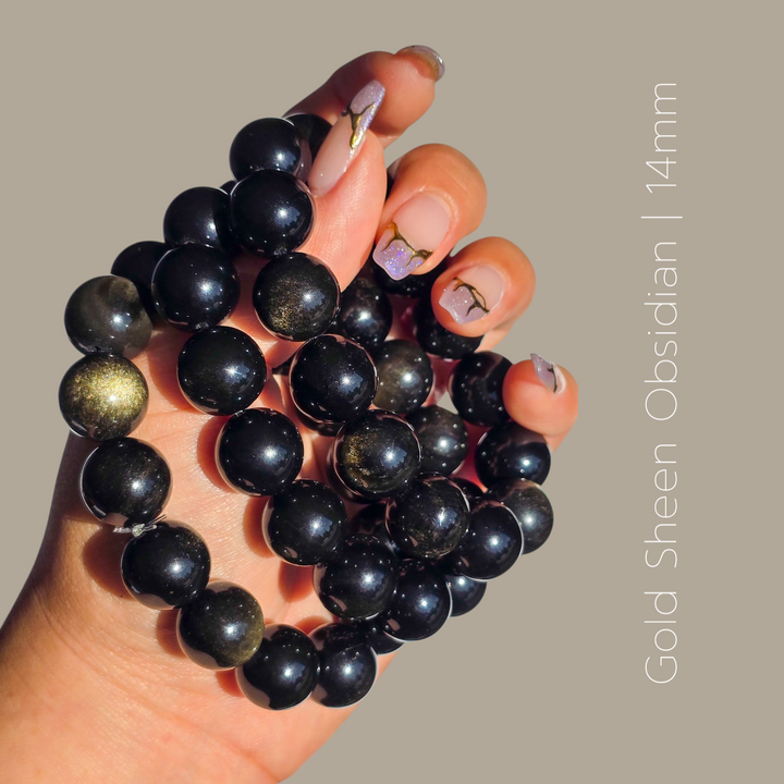 Gold Sheen Obsidian 14mm bracelet