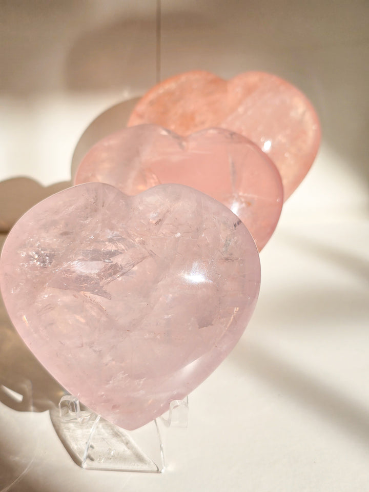 Super Clear Puffy Rose Quartz Heart